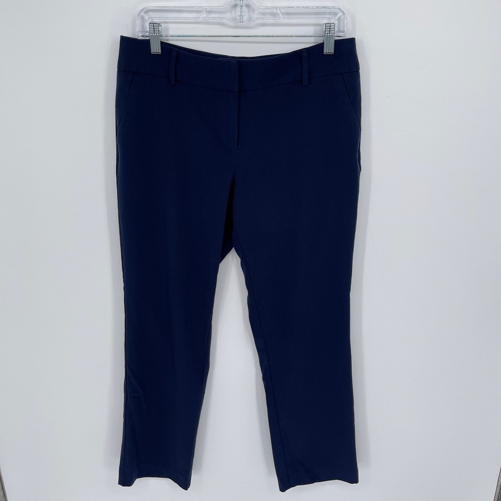New‎ York & Company Women's Navy Mid Rise Straight Trouser Dress Pants Size 10